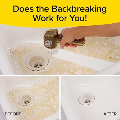 Horsepower Scrubber Gold Edition, Longer Battery Life, Electric Power, Rechargeable, Spins 350 RPM, Waterproof, 5 Brush Heads, AS SEEN ON TV, Cleans Dirt & Grime: Bathrooms, Kitchen, Indoors/Outdoors