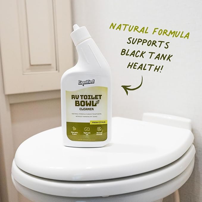 Liquified RV Toilet Bowl Cleaner Bundle - Natural RV Toilet Treatment, Septic Tank Safe, No Harsh Chemicals, Citrus Scent, Safely Cleans Stains, Supports Black Tank Health, Made in the USA (Pack of 3)