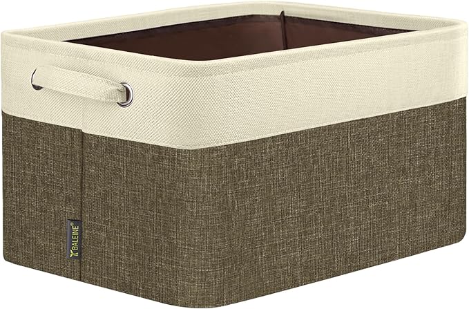 BALEINE 1 Pack Fabric Closet Storage Bins for Shelves, Linen Closet Organizers and Storage, Decorative Baskets for Organizing, Shelf, Clothes, Home, Office (Brown, 14''x10''x8.5'')