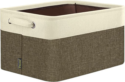 BALEINE 1 Pack Fabric Closet Storage Bins for Shelves, Linen Closet Organizers and Storage, Decorative Baskets for Organizing, Shelf, Clothes, Home, Office (Brown, 14''x10''x8.5'')