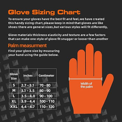 10mil Nitrile-Gloves Disposable-Orange Chemical-Resistant Rubber - Mechanic Gloves Heavy Duty, Latex Free, Diamond Grip (500, X-Large)