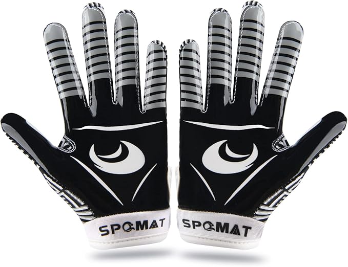 Youth Football Gloves Kids Silicone Grip Receiver Gloves with Super Stick Ability for Best Game Experience