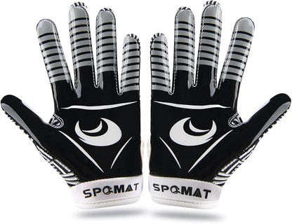 Youth Football Gloves Kids Silicone Grip Receiver Gloves with Super Stick Ability for Best Game Experience