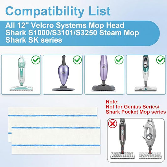 Flammi Semi-Disposable Microfiber Mop Pads Compatible with Shark S1000 S1000A S3250 S3251 S3101 SK410 SK435CO SK460 SK140 SK141, 30 Pack