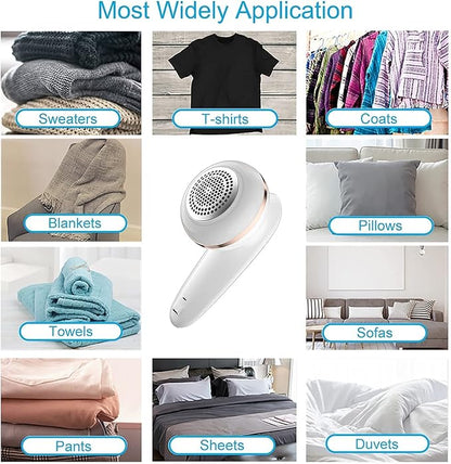 Sweater Fabric Shaver, ailyfu Rechargeable Electric Lint Remover with 6-Leaf Blades and Replaceable Stainless Steel Blade for Clothes, Sweater, Couch, Blanket, Curtain, Socks, Wool, Cashmere(Gold) …