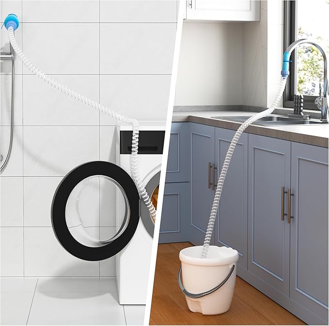 Slip-On Tub Hose 5FT - Flexible Bathtub Faucet Sprayer Attachment for Cleaning & Pet Care -Dog Shower Hose- No Installation - Fits Faucets Up to 3" Wide - Portable