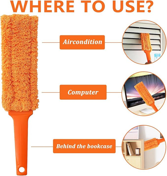 4 Pack 16-Inch Length Microfiber Dusters, Reusable and Washable, Soft Fibers with Strong Dust Adsorption Ability,Very Suitable for Home Cleaning, Office Cleaning, and car Cleaning