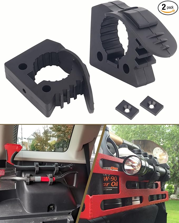 Shovel Holder, Quick-Release Rubber Clamps for Mounting Tools & Equipment 1-1/4''-1-3/5'' Diameter for ATV UTV Off-Road 4X4 Parts -2 Pack