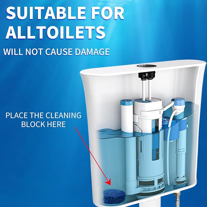 Automatic Toilet Cleaner Tablets, Septic Tank Safe, Removes Hard Water Rings and Stains, Deodorizes, Fresh Scent Toilet Tank Cleaner for Bathroom-(12 PACK)
