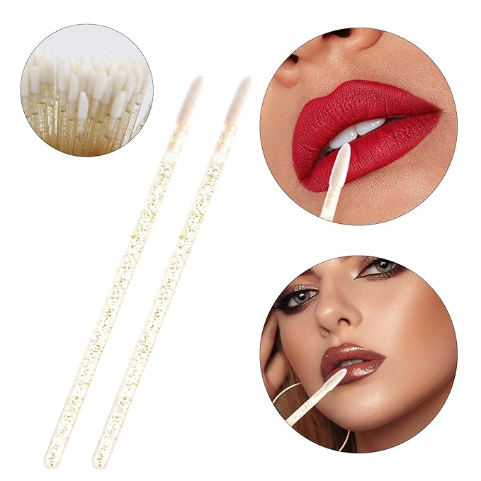 300 PCS Eyelash Extension Supplies Kit, Disposable Micro Applicator,Crystal Eyebrow Spoolie Lash Brush, Lip Gloss Brush, Mascara Wand Applicator(colorful+gold)