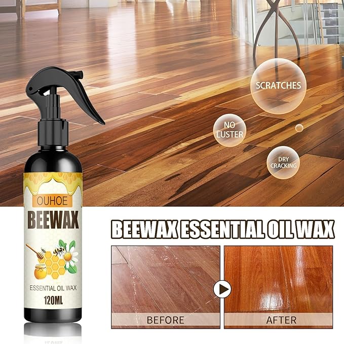 Beeswax Wood Polish - Furniture Polish - Wood Cleaner - Wood Floor Polish - Applicable To Living Room, Kitchen and Wooden Furniture Floors. (1Pcs)