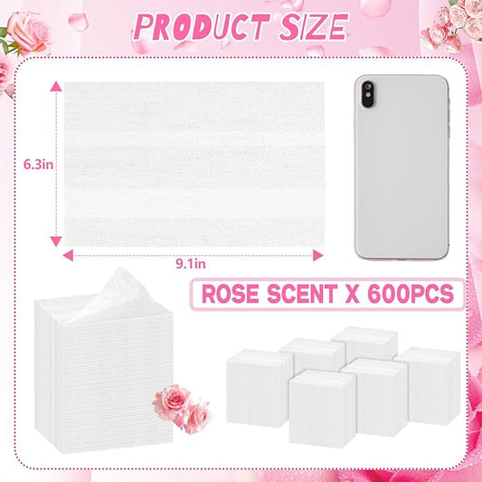 600 Count Dryer Sheets Bulk Fabric Softener Rose Scent Dryer Sheets Naturally Softens and Removes Static Cling, Ideal for Large Households, Sensitive Skin