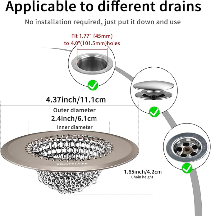 Shower Drain Hair Catcher, Fast Drainage & Easy Clean Bathtub Drain Cover for Regular & Pop-up Drain (Brown)