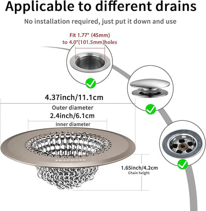 Shower Drain Hair Catcher, Fast Drainage & Easy Clean Bathtub Drain Cover for Regular & Pop-up Drain (Brown)