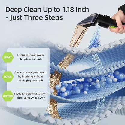 Carpet Cleaner Machine 11Kpa Strong Suction, New 450W Powerful Motor, Portable Upholstery Cleaner with Spot Cleaner, Stain Remover for Pet Accident, Rugs, Carpet and Upholstery Green