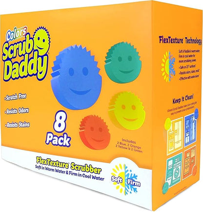 Scrub Daddy Sponges Set - Variety Colors - Scratch-Free Multipurpose Dish Sponge - BPA Free & Made with Polymer Foam - Stain & Odor Resistant Kitchen Sponge (8 Count)