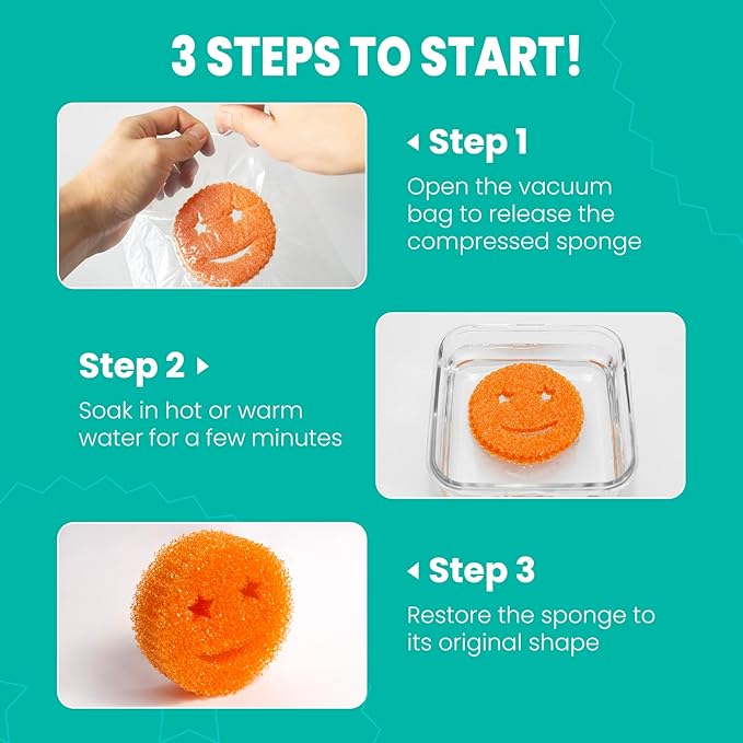 HELIME Scrub Sponges Dish Scrubber, Non-Scratch Multi-Functional Color Sponge, Temperature Controlled Cleaning Pads, Dishwasher Safe for Kitchen, Bathroom, Stain Odor Resistant BPA Free Polymer Foam