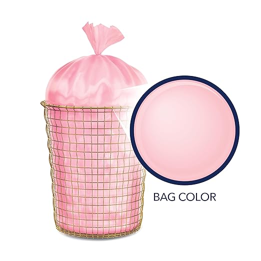 Color Scents Medium Trash Bags - 8 Gallon, 45 Bags (1 Pack of 45 Bags) Twist Tie - Pink in Pink Honeysuckle Scent with Microban