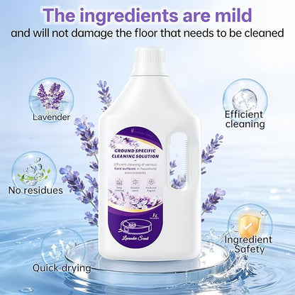 Floor Cleaning Solution Lavender Scent, Compatible with Roborock Cleaning Solution Quick Drying Without Residue Suitable for All Robot Vacuums and Wet Dry Dual-Use Vacuum Cleaners (2.5 L, Lavender)