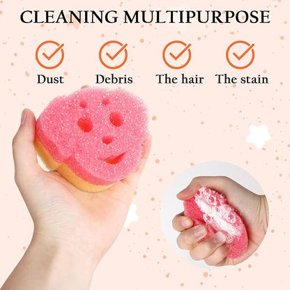 6 Pack Cute Dog Dish Sponge, Dual-Sided Cleaning Reusable Scrubbing Sponges for Dishes, Kitchen Accessories Dishwashing Sponge Scrubbers Kitchen Things Car Wash Sponges Non Scratch