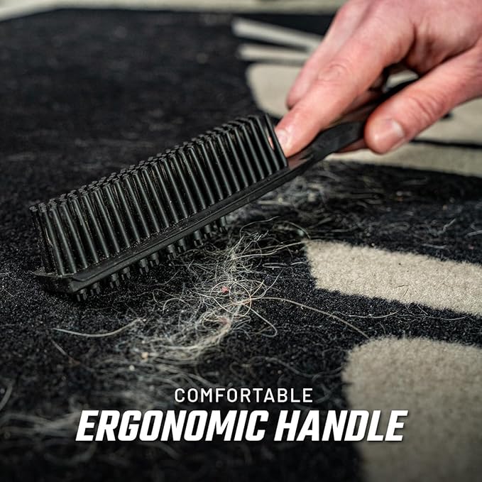 Slick Products Heavy-Duty Rubber Interior Hair Removal Brush – Automotive Carpet & Upholstery Cleaning Tool for Cars, Trucks, SUVs & RVs – Lifts Hair, Dirt & Debris from Vehicle Interiors