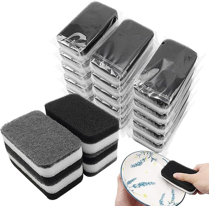 Kitchen Dishwashing Sponge Individually Wrapped Sponges, Bulk Non Scratch Scouring Pad Odor-Free Dish Sponges for Washing Dishes Wipes for Household Cleaning Dishes Travel Apartments (Black- 600 Pack)