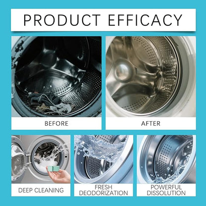 Washing Machine Cleaner Tablets 12-Pack for HE/Top/Front Load Washers, Septic Safe & Fragrance Free, Removes Stubborn Pet Hair, Odors, Mold & Residue