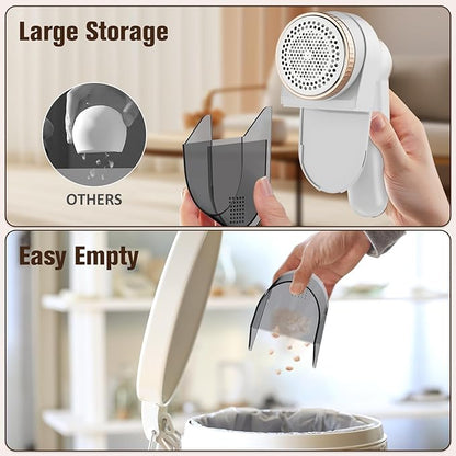 DBC Fabric Shaver with 15000r/Min Powerful Motor, LED Display, 3-Speeds, 6-Leaf Blades, Large Shaving Head Lint Remover for Clothes, Lint Ball, Furniture, Fuzz - Gold & White