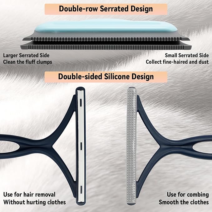 Pet Hair Remover Kit Set 3 Pack Portable Dog&Cat Hair Remover, Reusable Clothes Hair Remover for Sofas, Rugs, Pet Towers, Car Mats, Car Seats