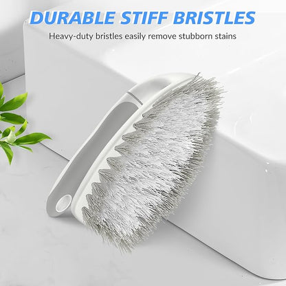 SetSail Heavy Duty Scrub Brush, Stiff Bristles Cleaning Brush with Non Slip Handle Shower Scrubber for Bathroom Kitchen Bathtub Tile Sink, 2 Pack(Grey White)