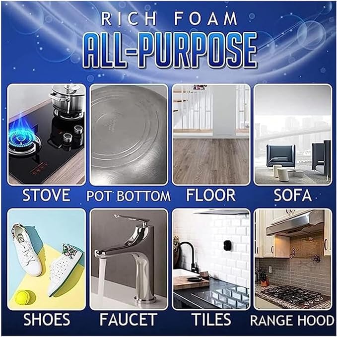 All Purpose Rinse Cleaning Foam, All-Purpose Rinse-Free Cleaning Spray, Super Foam Bubble Cleaner, Super Powerful Multi Purpose Foam Cleaner, Stain Removal Kit for Kitchen (30ml-3)