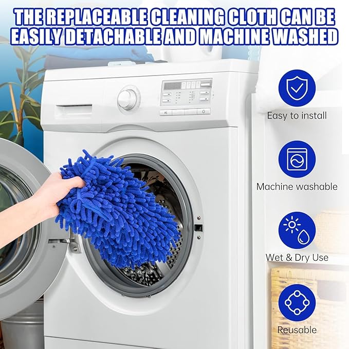 CALBEAU Ceiling Fan Cleaner Duster with 80" Extension Pole, Flexible and Washable Chenille Fan Duster for High Ceiling Fan Blades Light Fixtures Furnitures