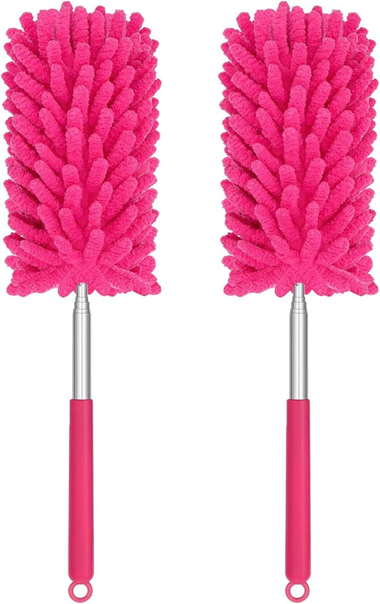 Mini Duster for Cleaning, 360° Bendable Hand Dusters with Extension Pole, Washable Small Duster for Car Interior, Office, Furniture