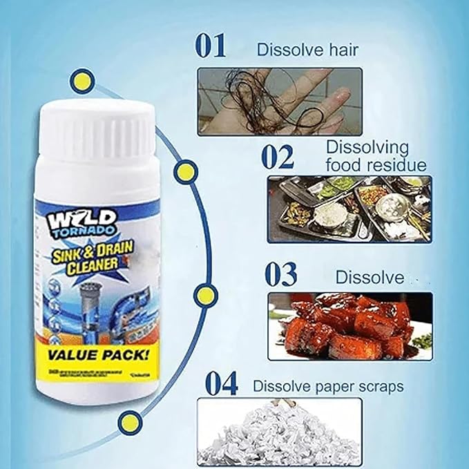 Upgrade Powerful Sink Drain Cleaner Powder - Powerful Sink and Drain Cleaner, Wild Sink and Drain Cleaner, Divine Cleaning Powder For Drains, for Kitchen Toilet Pipe Dredging (1pcs)