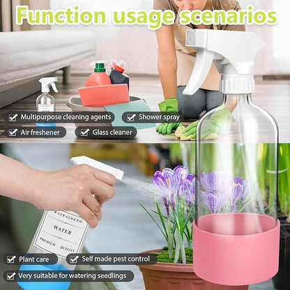 Glass Spray Bottles, 16oz Refillable Containers, Adjustable Spray Nozzles, Spray Bottles for Hair, Solutions, Cleaning, Gardening, Aromatherapy, Pets, Hair -Clear