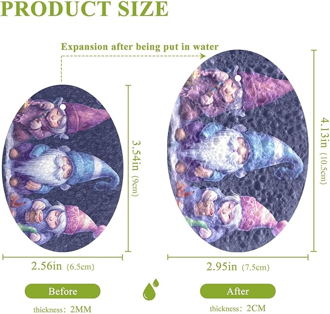Cute Gnome Kitchen Scrub Sponges, Pop-up Kitchen Cleaning Sponges Reusable Dish Washing Sponges for Bathroom Household Cleaning 3 Pack - Non Scratch Scrubber