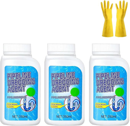 Pipeline Dredging Agent Powder, 2025 Upgraded Powerful Pipe Dredging Agent, Drain Cleaner, Pipeline Dredging Agent for Kitchen, Bathroom, Sink Declogger, Kitchen Sink Drain and Pipe Cleaner (3Pcs)