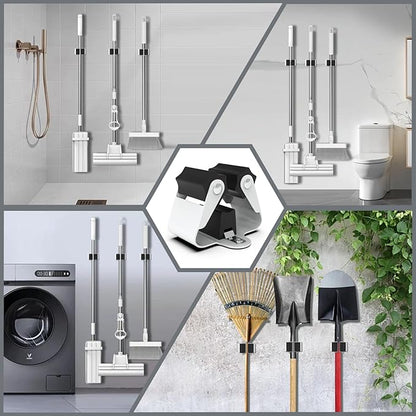 3-H Broom Hanger,Mop and Broom Holder Wall Mount 8pc for Hanging and Organizing Shovel,Rake,Brush,Yard Tools in Kitchen,Laundry Room,Bathroom,House