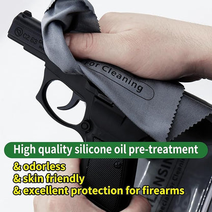 Silicon Gun Cloth 10Pack 12'' ×12'' Gun Cleaning Cloths Lint Free - Gun Cleaning Wipes with Silicon Gray Gun Cleaning Rags for Gun Cleaning/Polishing Silicon Rags