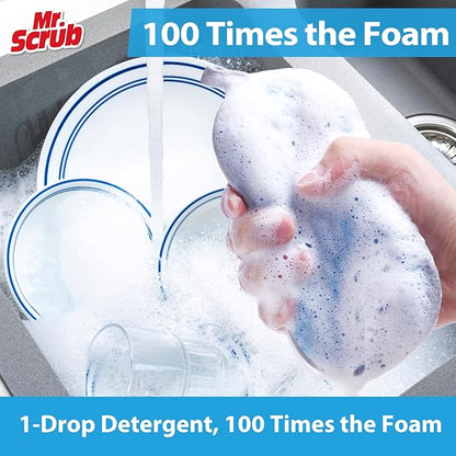 Sponges Kitchen Dish Sponge for Washing Dishes Cleaning Kitchen, All-Purpose, 12 Pack, Non Scratch, Rough Scrubbers Side for Non-Stick Cookware, Soft Microfiber Scrub Side for Dishes, Mr. Scrub