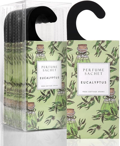 ROSE COTTAGE Large 12 Packs Eucalyptus Hanging Closet Deodorizer Air Freshener Long Lasting Scented Sachets Smell Goods for House