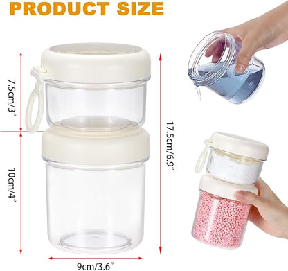 Portable Laundry Detergent Dispenser with Handle, Stackable Laundry Storage Containers for Apartments and Dorms, Small Plastic Detergents Organizer for Scent Booster Pods Tablets Powder- 2 Tier