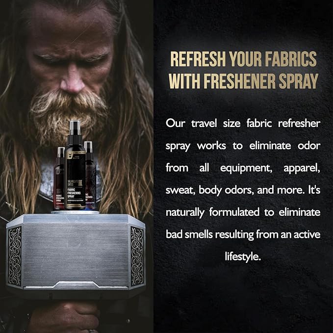 Fabric Freshener Spray by The Beard Struggle - Linen Spray Freshener for Cloths, Bed & Room Air Freshener - Odor Eliminator with Luxury Fragrance - Valhalla's Gates, Gold Collection (120ml)