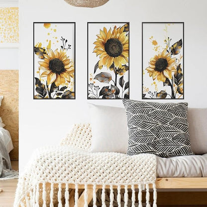 Sunflower Wall Stickers Floral Wall Art Decal Decor for Bedroom Living Room Offices Home Decoration