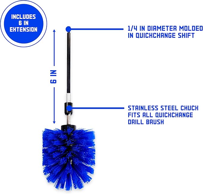 Diamond Shine Electric Toilet Brush Drill Attachment - Toilet, Sink, Grout, Tile, Floor, Bathtub, Shower