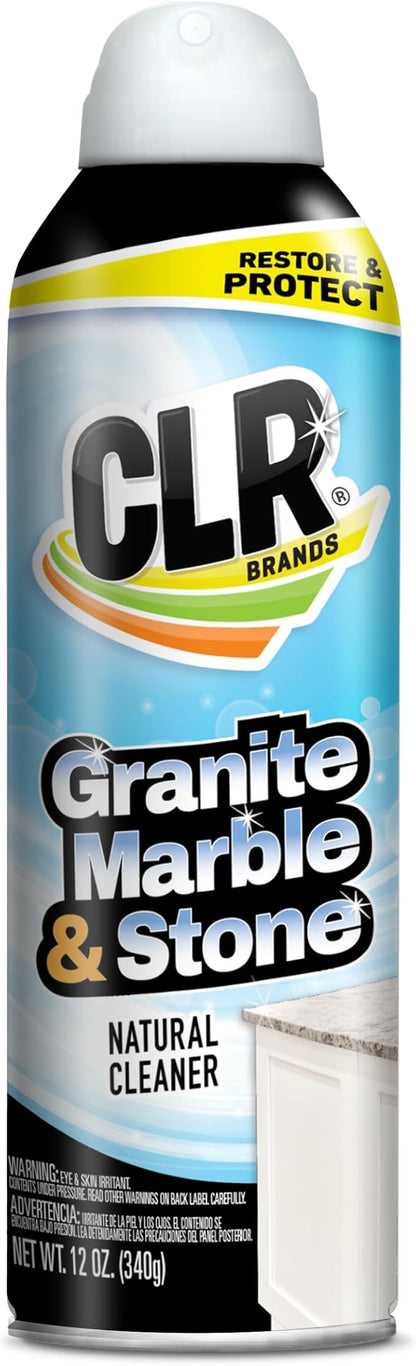CLR Stone, Marble and Granite Cleaner - Cleans, Shines and Protects Against Spills, Food Stains, Dirt and Grime - 12 Ounce Spray Can
