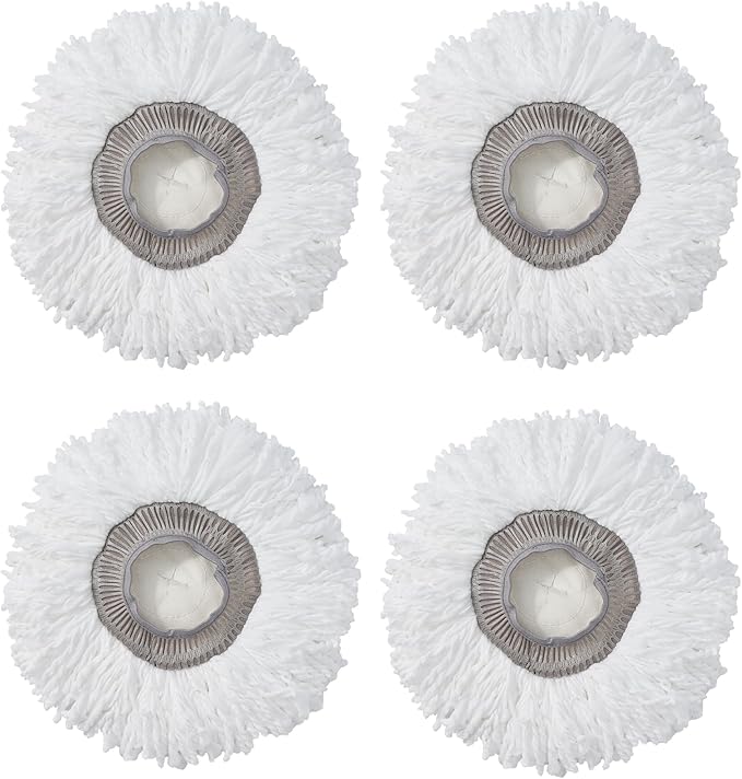 True & Tidy MP-365 Round Mop Pad Replacement Set for SPRAY-360 Clean Everywhere Spray Mop Kit, Machine Washable up to 100x (4)