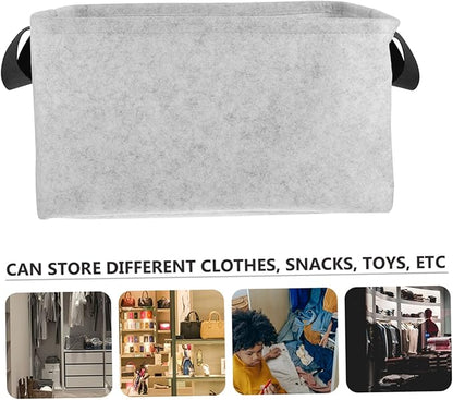 ABOOFAN Reusable Felt Storage Basket with Handles Medium Grey Household Clothes and Magazine Organizer Dense Laundry Hamper for Easy Carrying and Washing