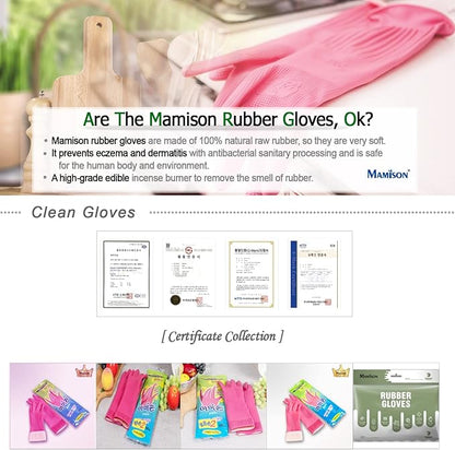 Kitchenware Mamison Quality Rubber Gloves Pink Size M, Waterproof Rubber Gloves 1 Pairs, Korean Home and Improvement Brand