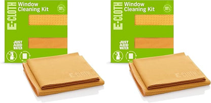 E-Cloth Microfiber Window Cleaning Cloth Kit - Glass Cleaning Cloth for Windows,Mirrors,Cars,Lenses,Eyeglasses,& More,Streak Free Clean,Machine Washable Reusable Towel - Tangerine Orange,(Pack of 2)